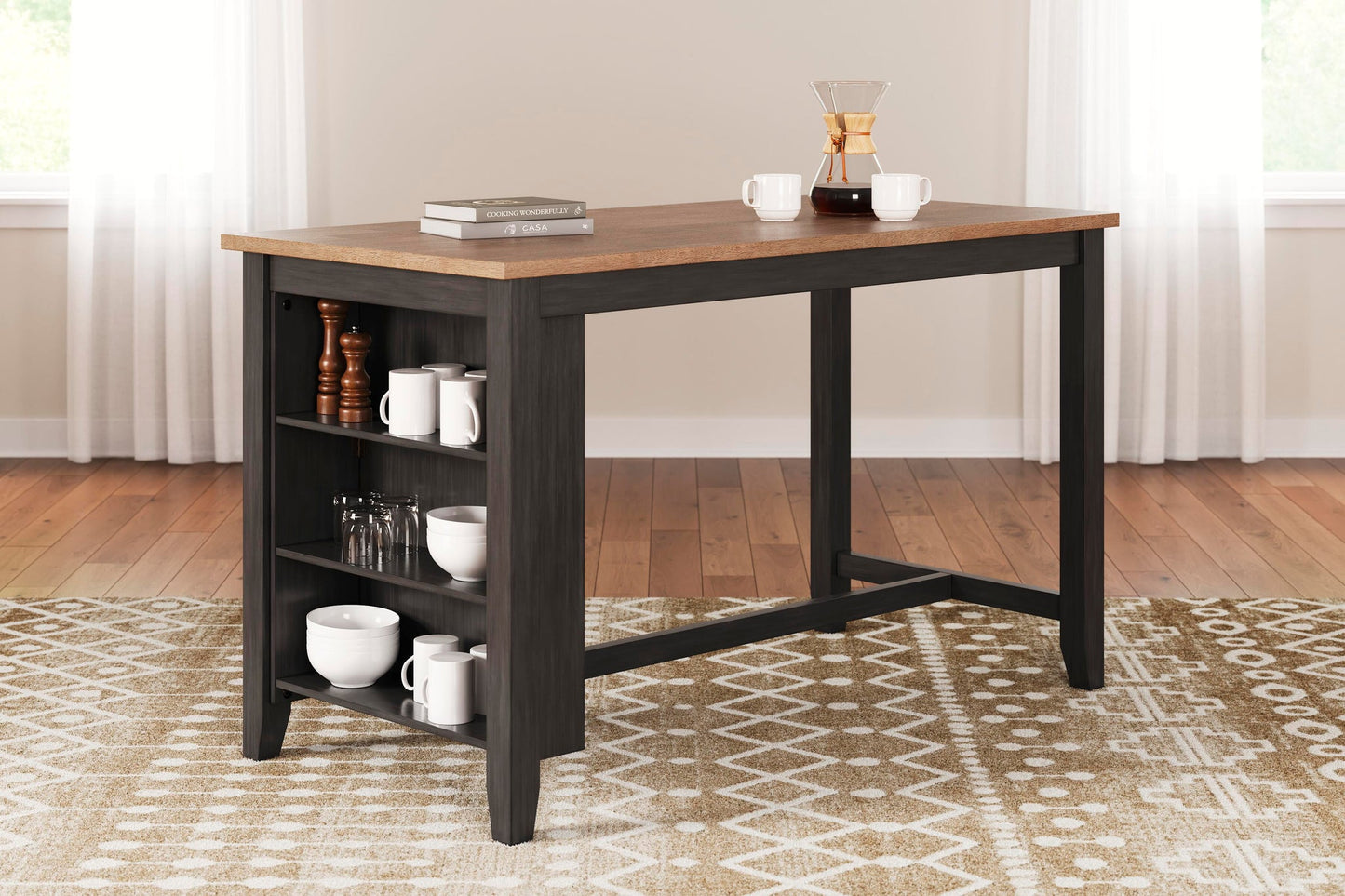 Mesa de comedor Gesthaven de altura de mostrador y 2 taburetes de bar