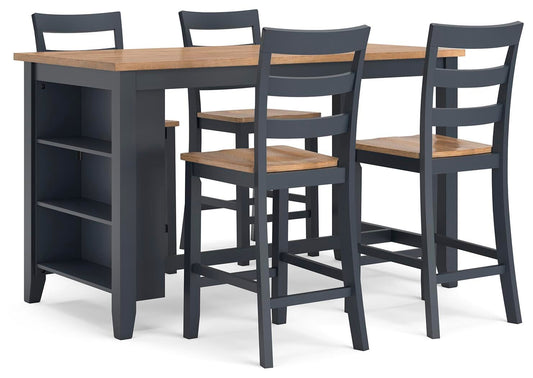 Mesa de comedor Gesthaven de altura de mostrador y 4 taburetes de bar