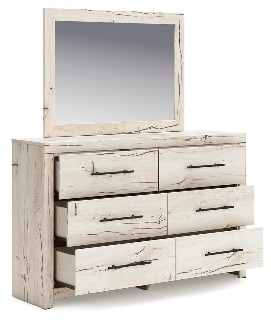 Cama Lawroy Queen con cabecero y tocador con espejo