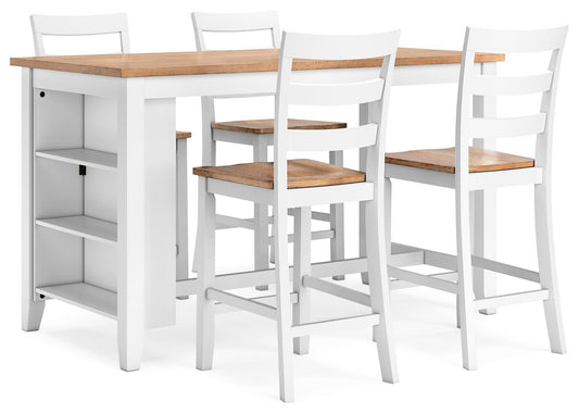 Mesa de comedor Gesthaven de altura de mostrador y 4 taburetes de bar