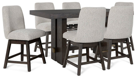 Mesa de comedor Burkhaus de altura de mostrador y 6 taburetes de bar