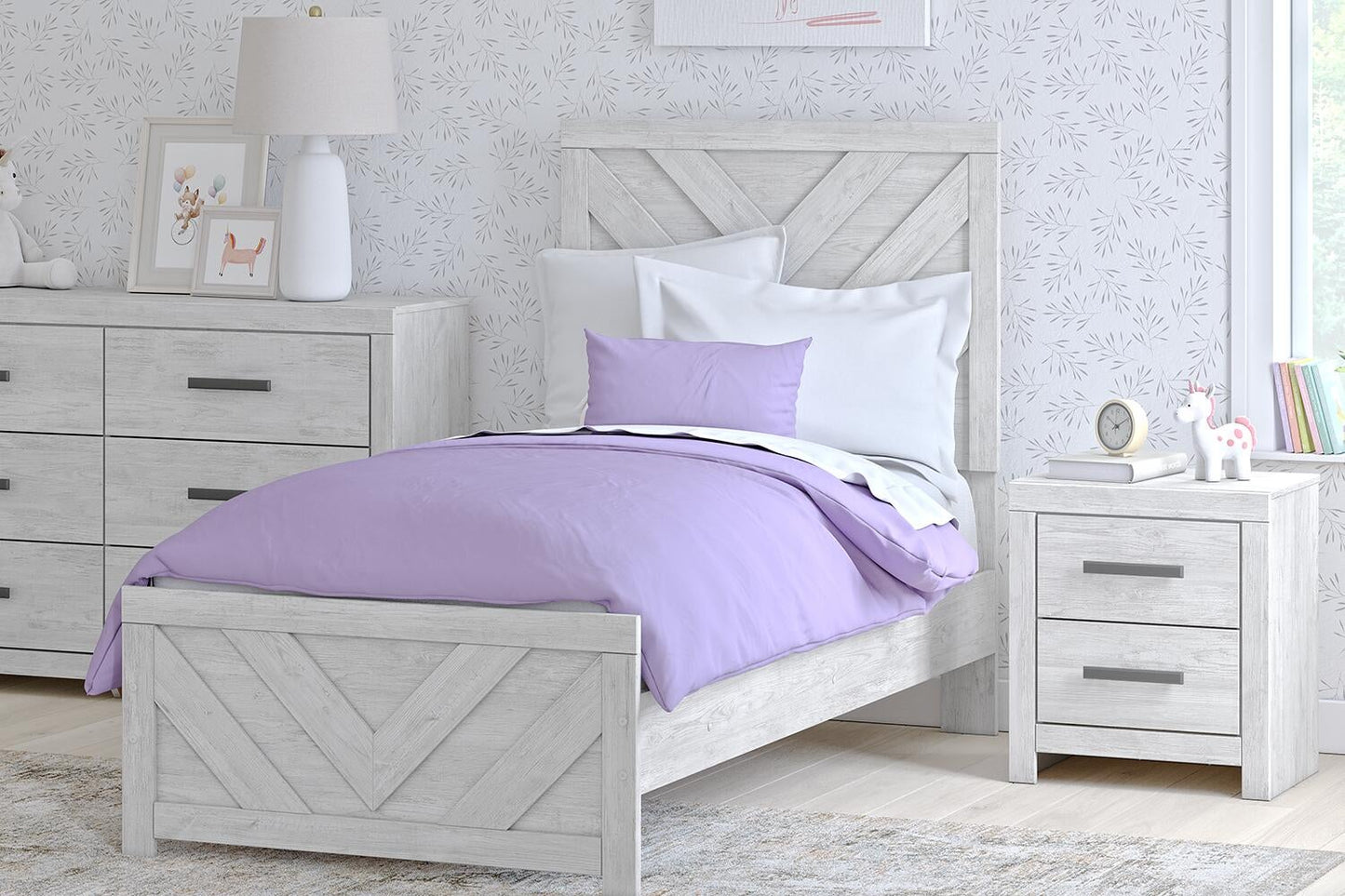 Cama doble Cayboni con tocador con espejo