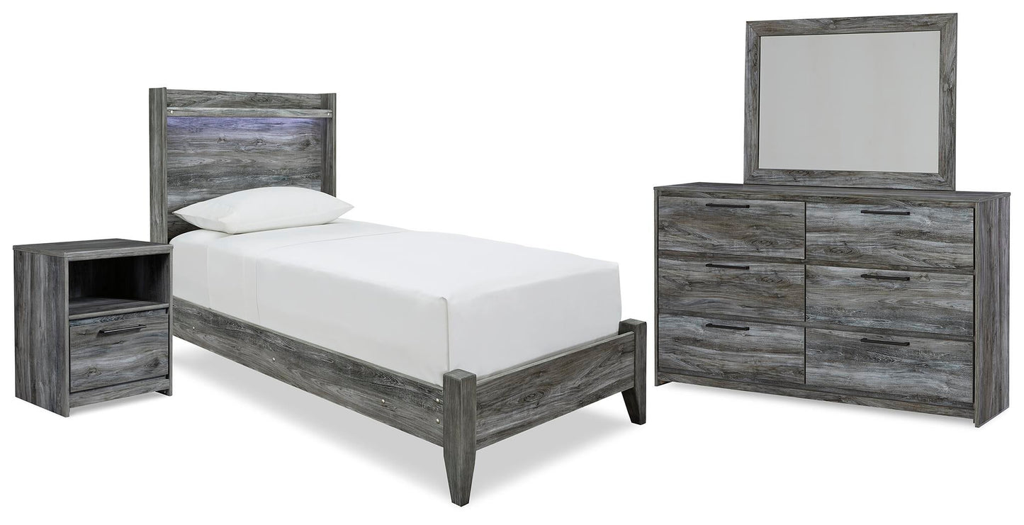 Cama individual Baystorm con tocador con espejo y mesita de noche