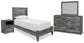 Cama individual Baystorm con tocador con espejo y mesita de noche