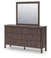 Pamytta Queen Upholstered Panel Platform Bed, Dresser, Mirror, Chest and Nightstand