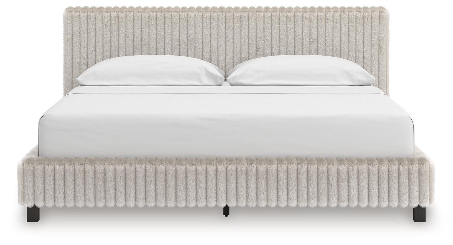 Zuraleus California King Upholstered Bed, Dresser and Mirror