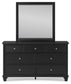 Lanolee California King Panel Storage Bed, Dresser, Mirror and Nightstand