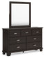 Cama Covetown California King con cabecero y tocador con espejo