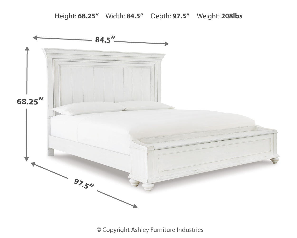 Cama Kanwyn King con cabecero y tocador con espejo