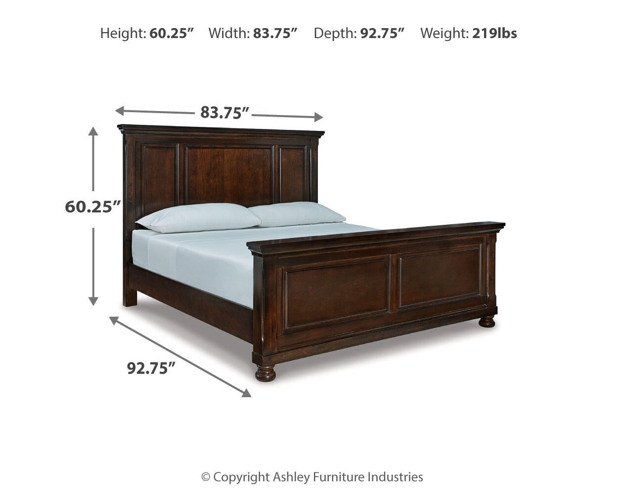 Cama Porter California King con cabecero y tocador con espejo
