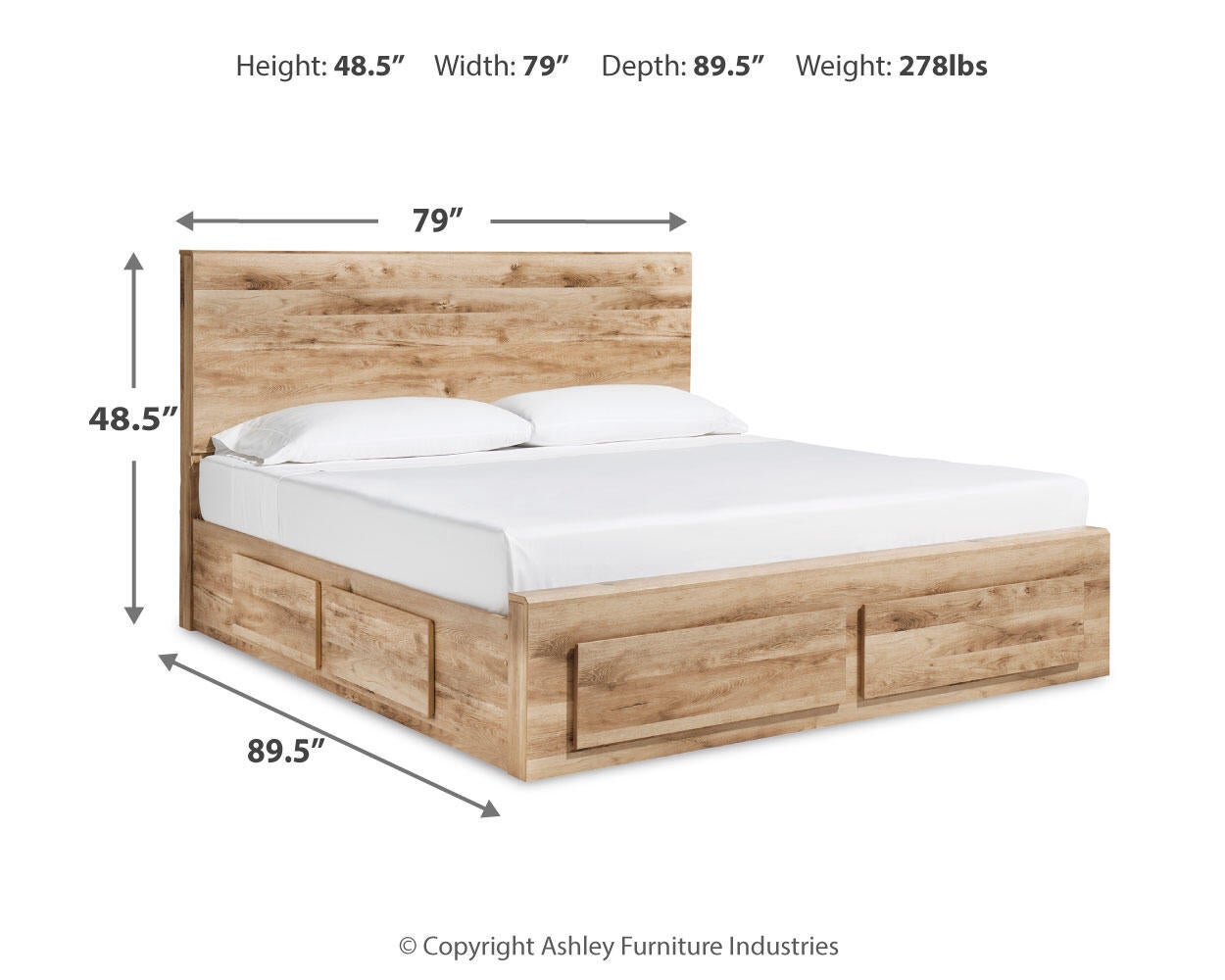 Cama Hyanna King con almacenamiento y tocador con espejo