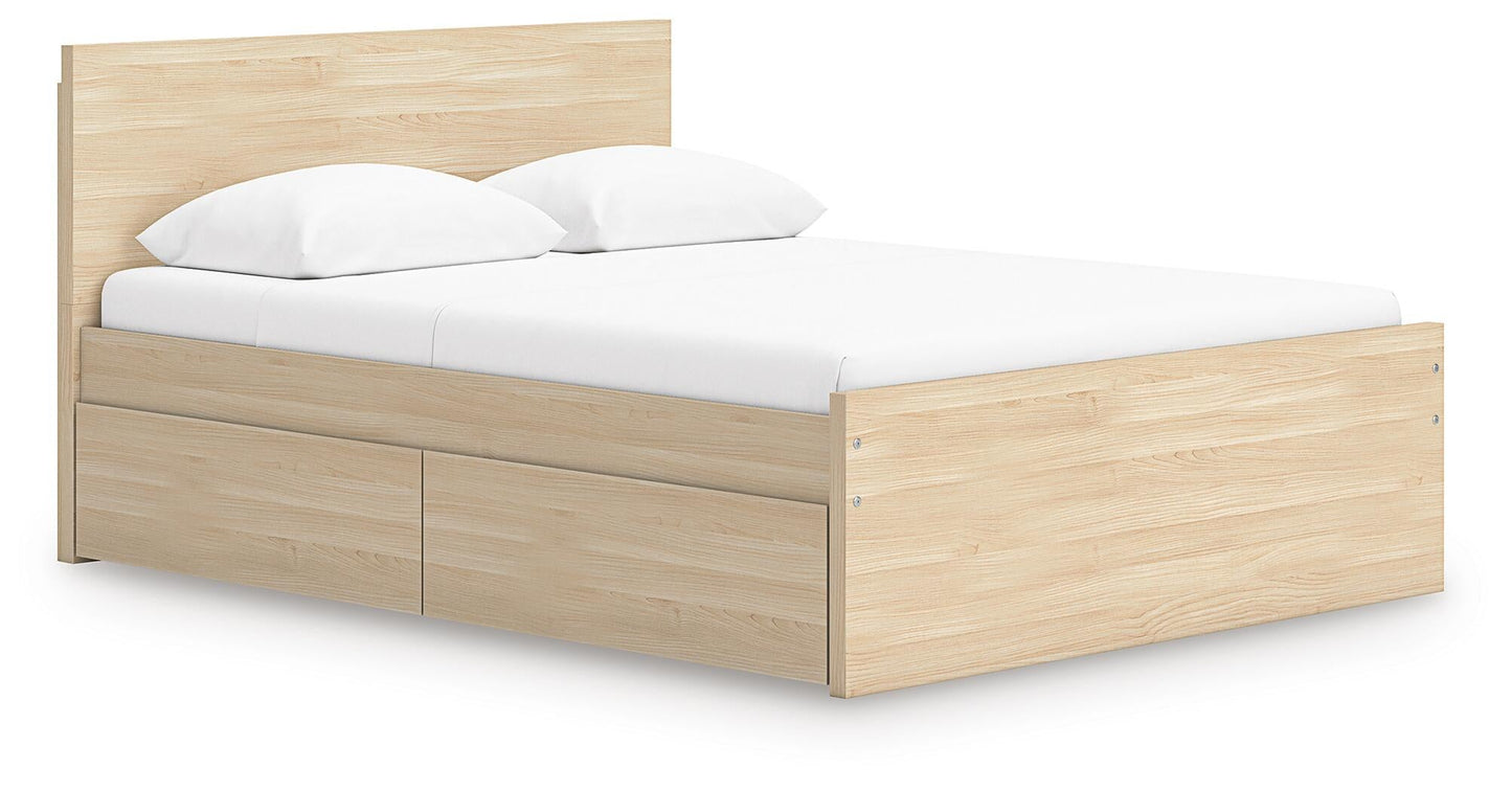 Cama de plataforma Onita de panel completo con 2 compartimentos laterales