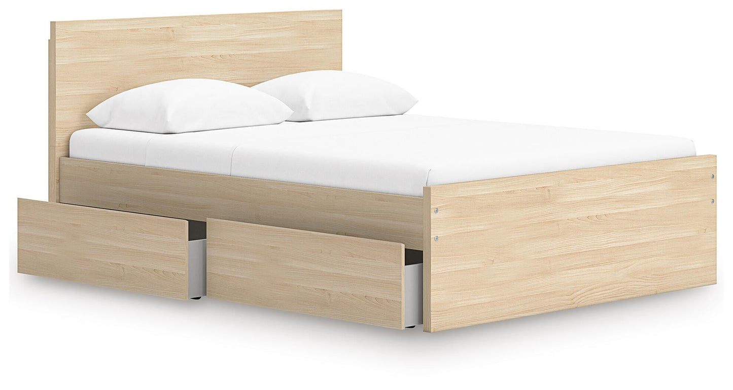 Cama de plataforma Onita de panel completo con 2 compartimentos laterales