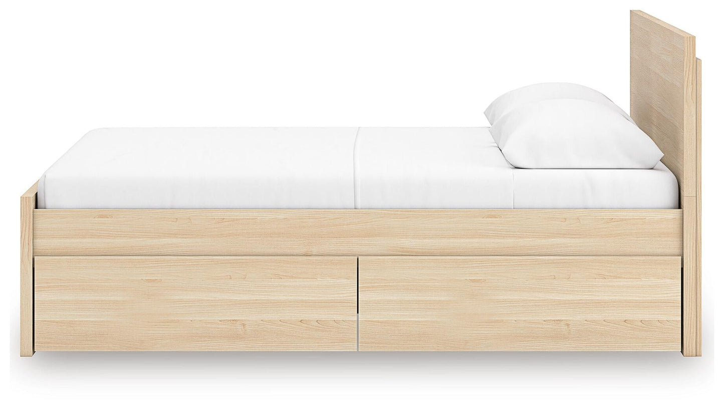 Cama de plataforma Onita de panel completo con 2 compartimentos laterales