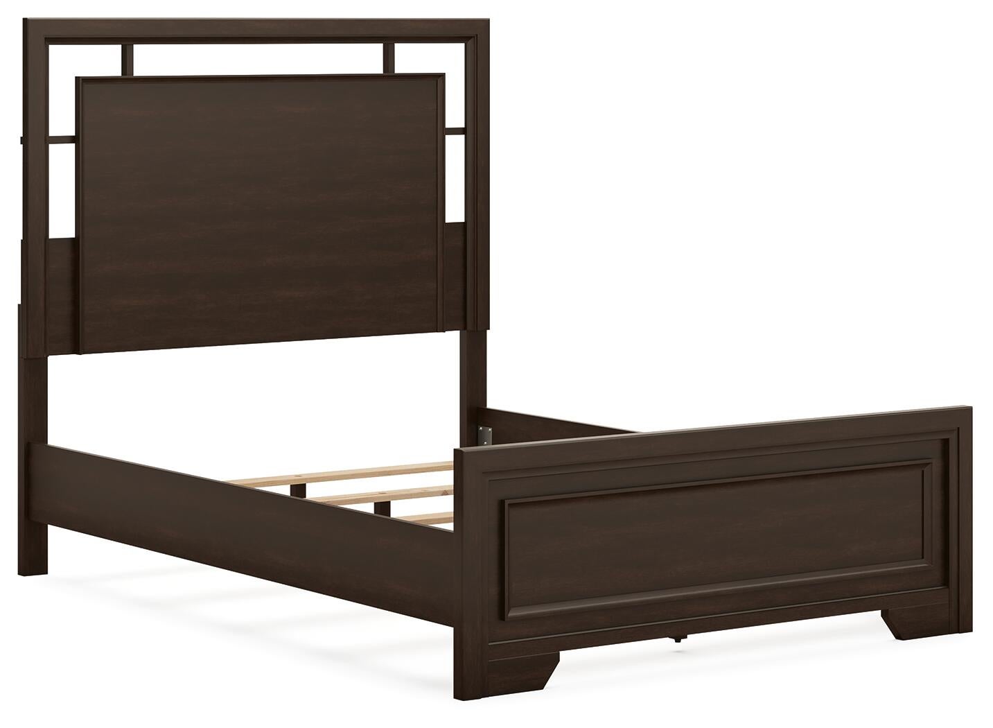 Cama Covetown de tamaño completo con tocador con espejo, cómoda y mesita de noche