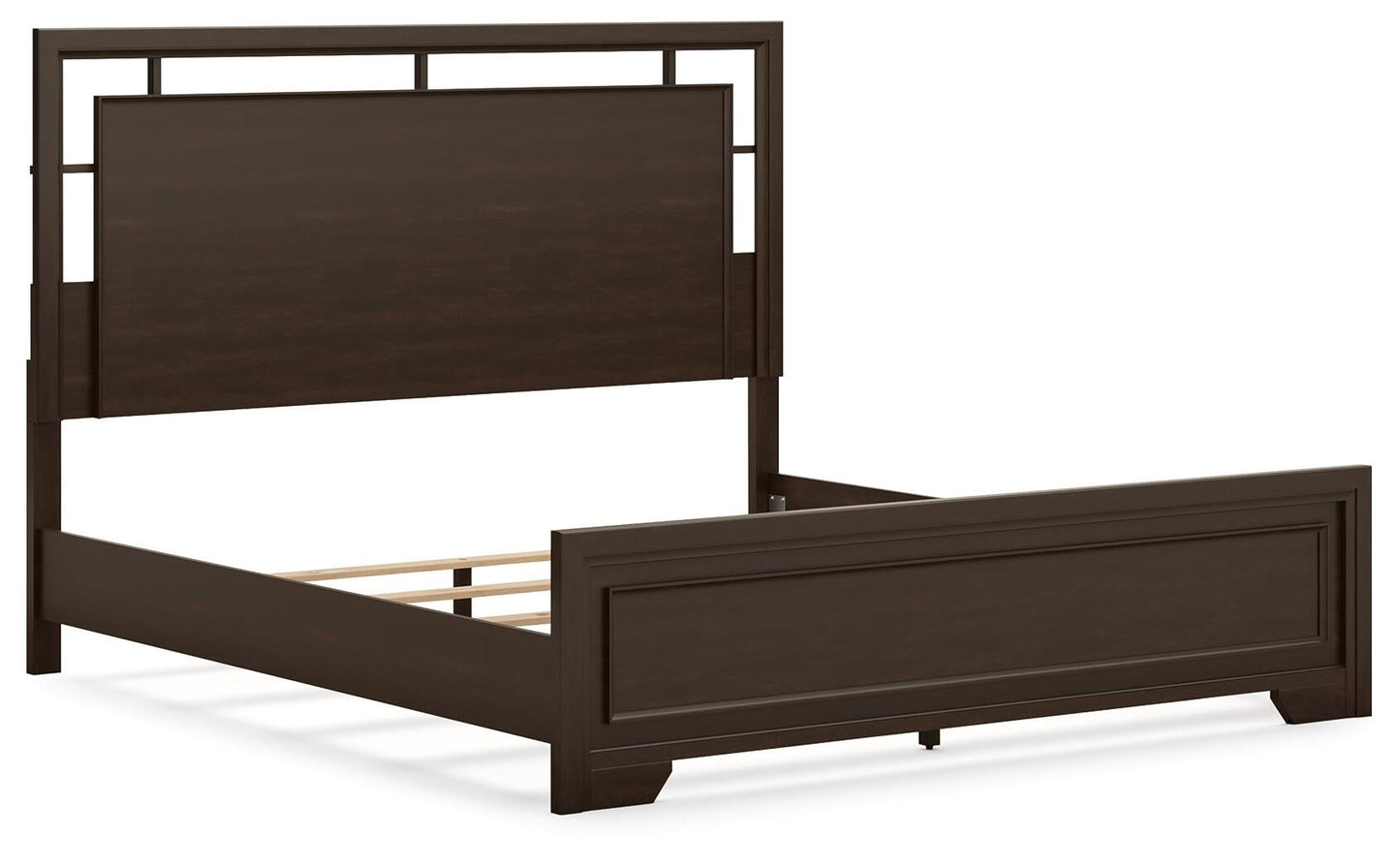 Cama Covetown tamaño king con cabecero, tocador con espejo, cómoda y mesita de noche