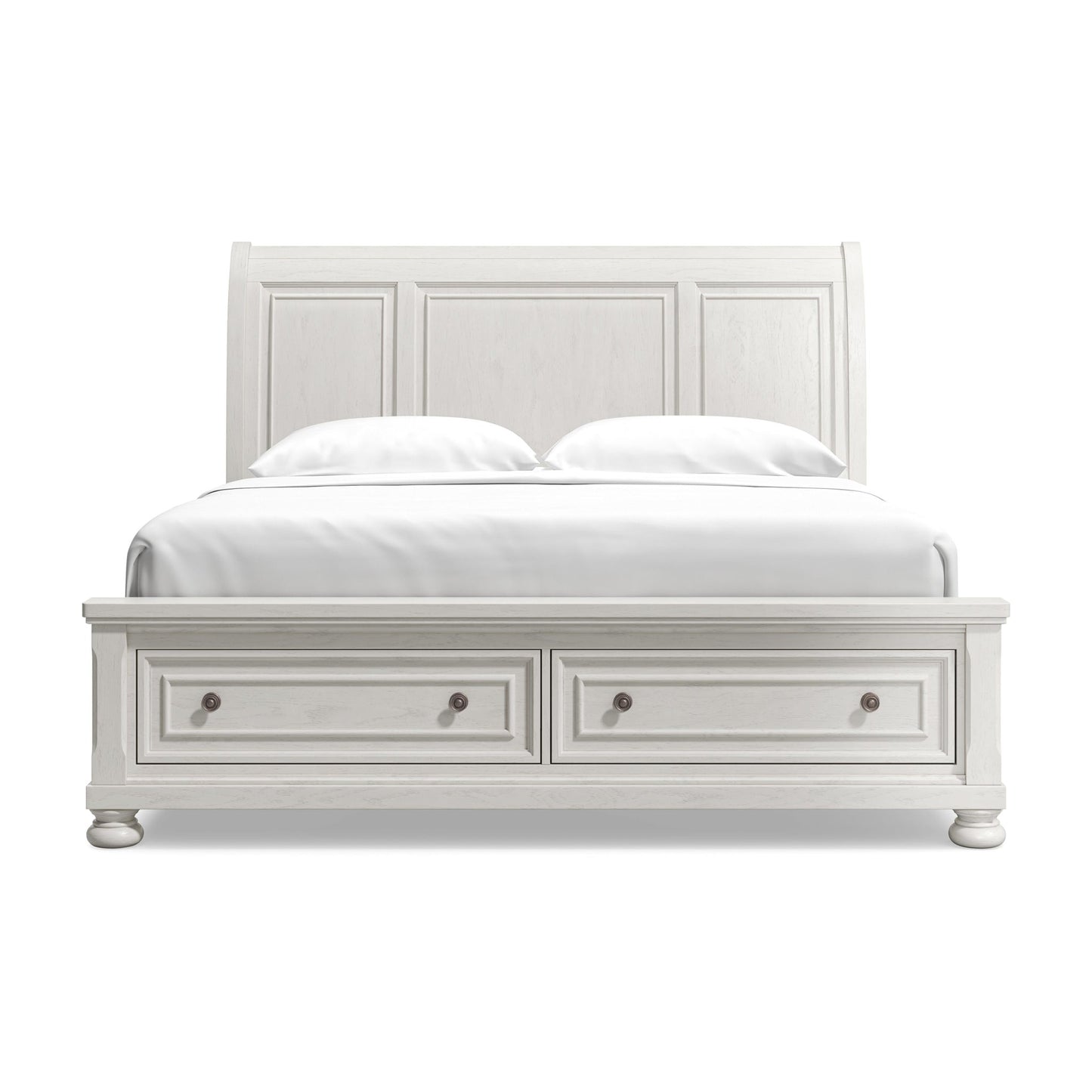 Cama de trineo Robbinsdale California King con almacenamiento y tocador con espejo