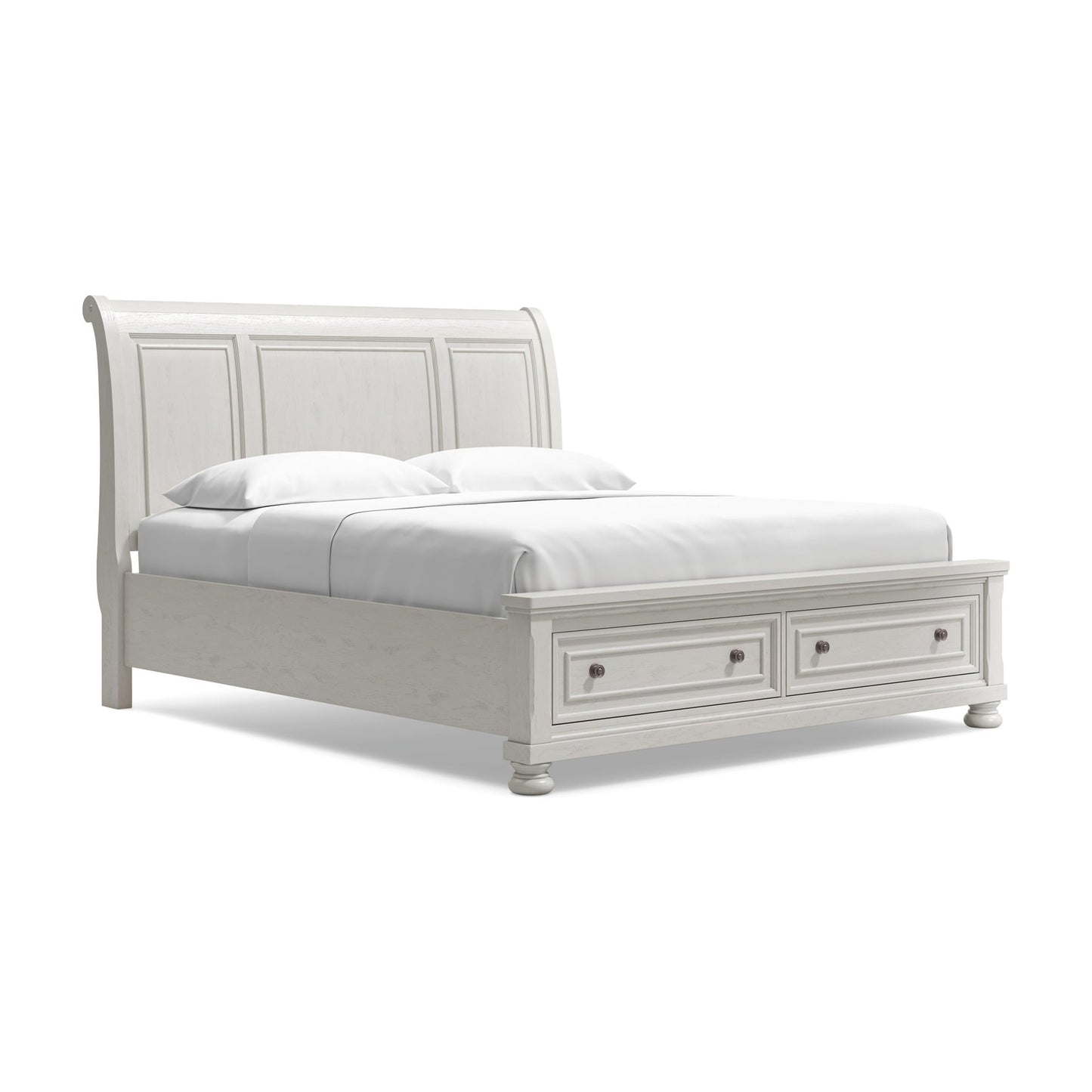 Cama de trineo Robbinsdale California King con almacenamiento y tocador con espejo