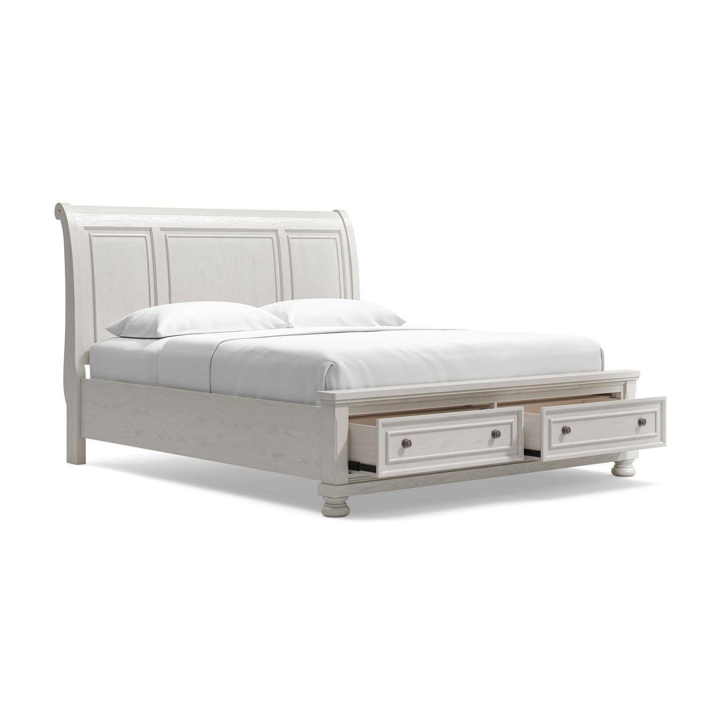 Cama de trineo Robbinsdale California King con almacenamiento y tocador con espejo