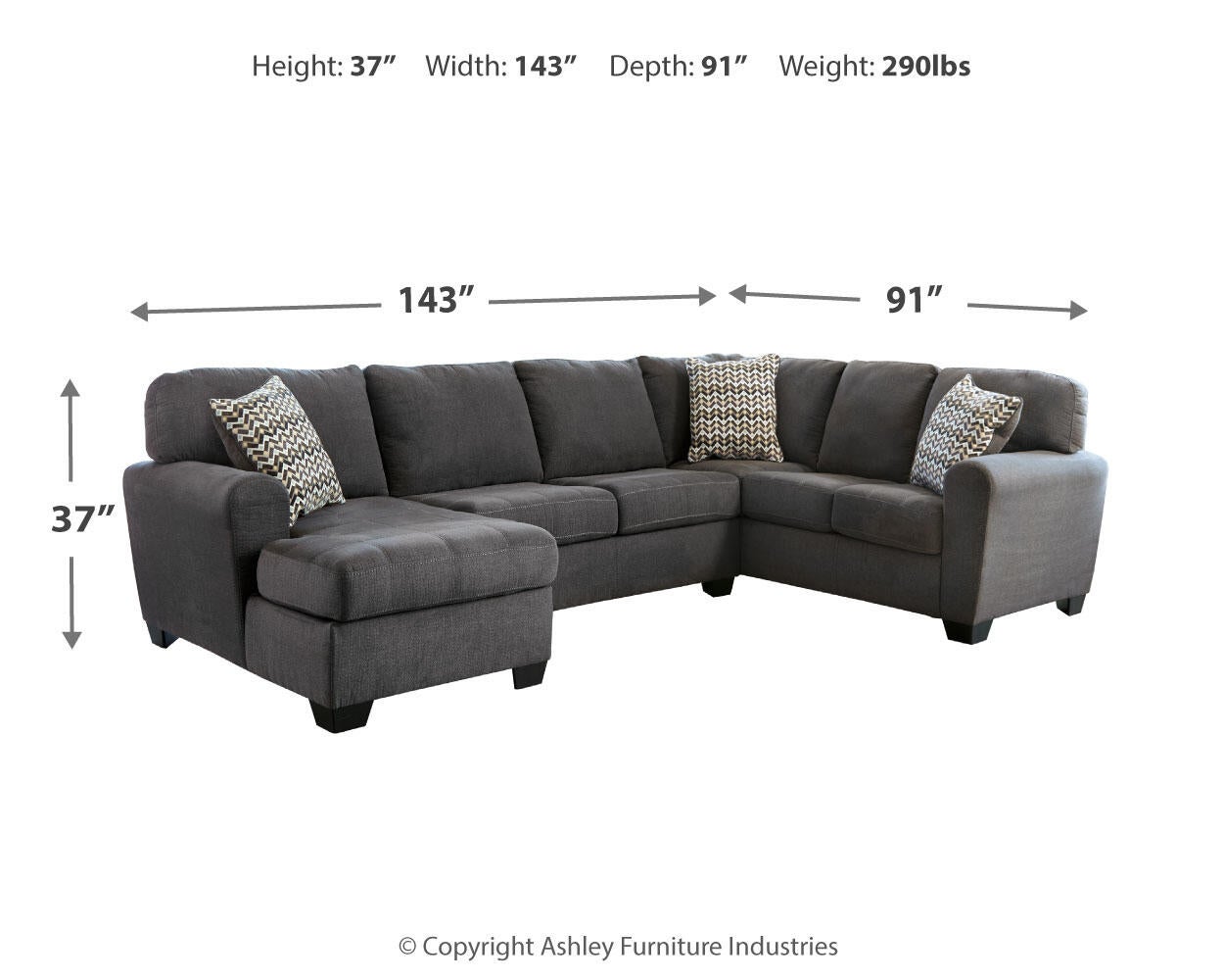 Sofá seccional de 3 piezas Ambee con chaise longue