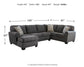 Sofá seccional de 3 piezas Ambee con chaise longue