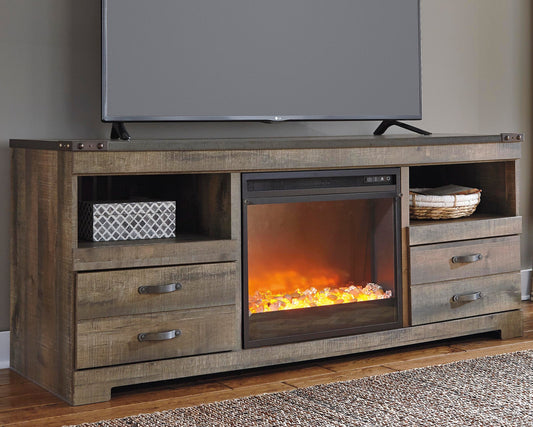 Soporte de TV Trinell de 63" con chimenea eléctrica