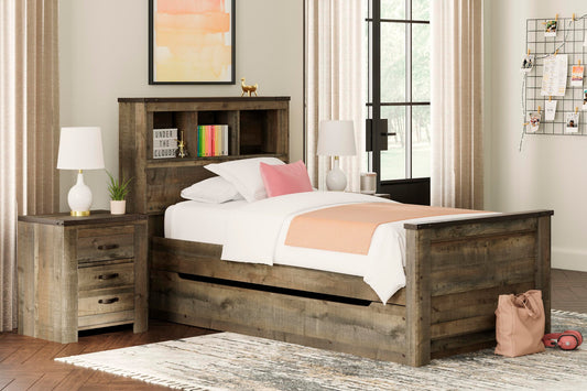 Cama con estantería doble Trinell con 1 cajón de almacenamiento grande
