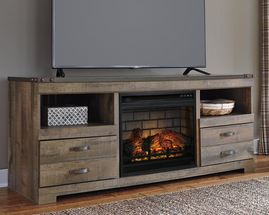 Soporte de TV Trinell de 63" con chimenea eléctrica