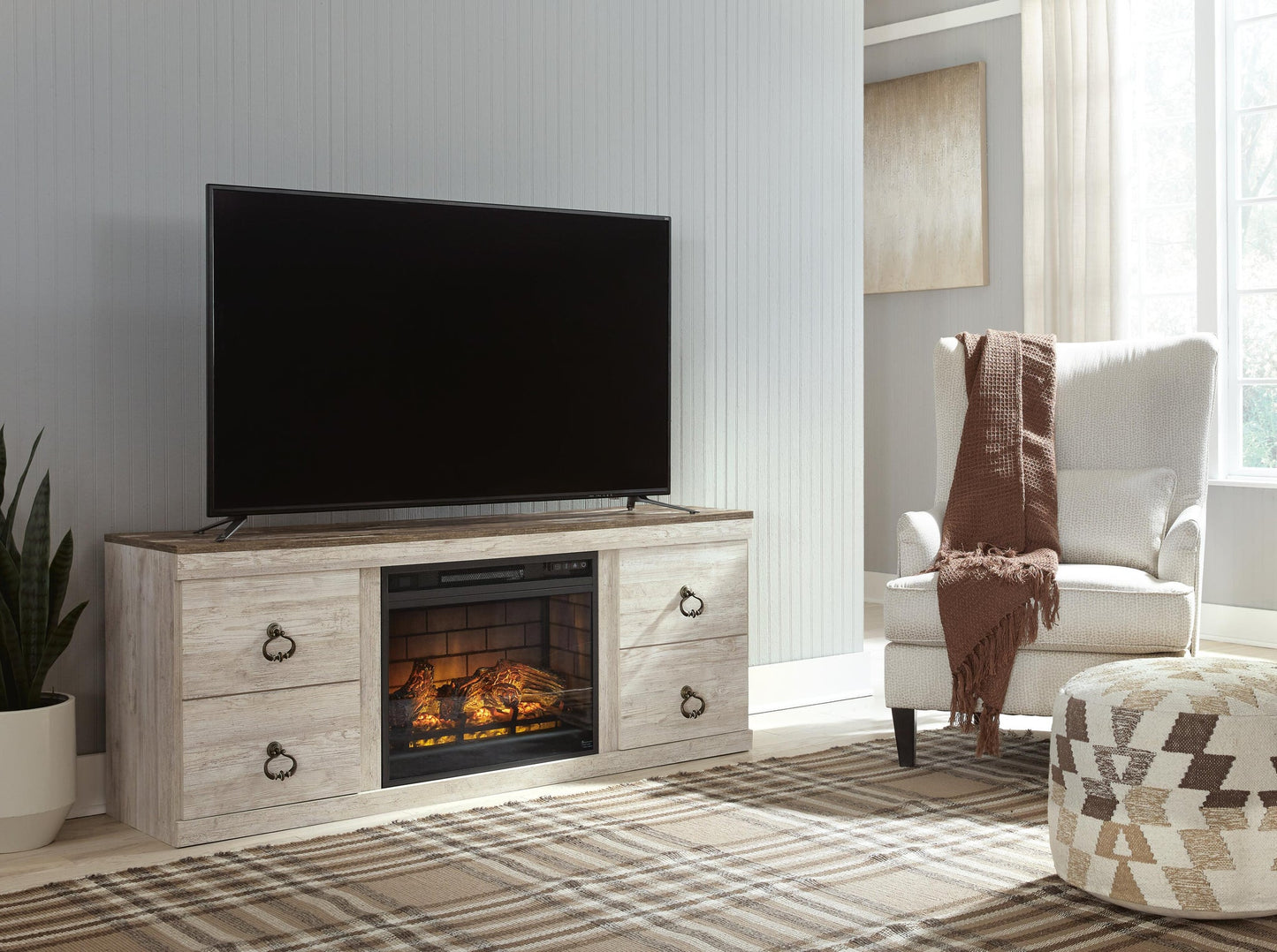 Soporte de TV Willowton con chimenea eléctrica