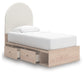 Cama individual tapizada Arloster con almacenamiento