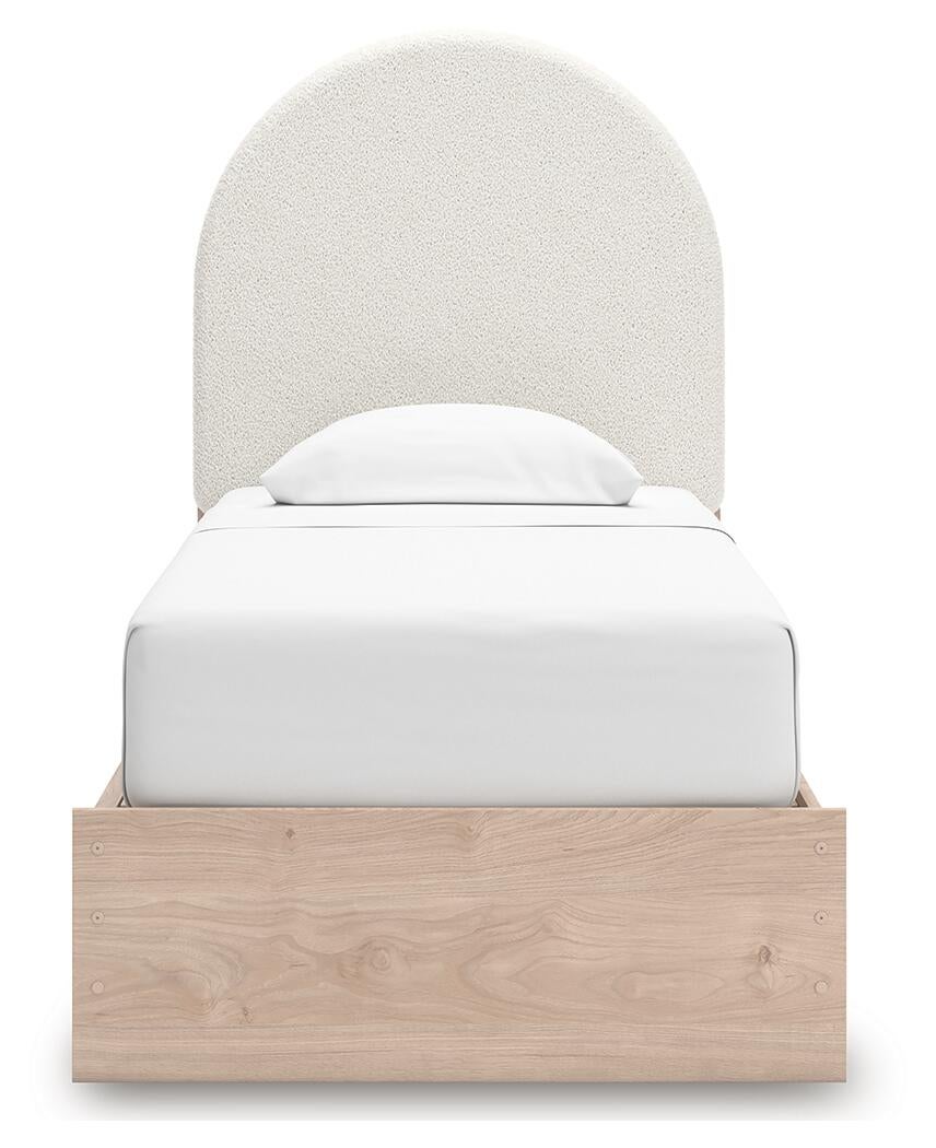 Cama individual tapizada Arloster con almacenamiento