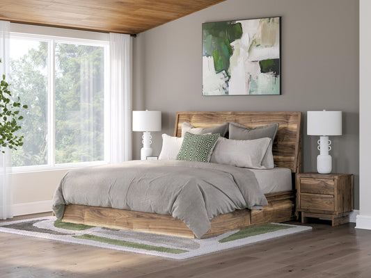 Cama Chirason King con cabecero y almacenamiento