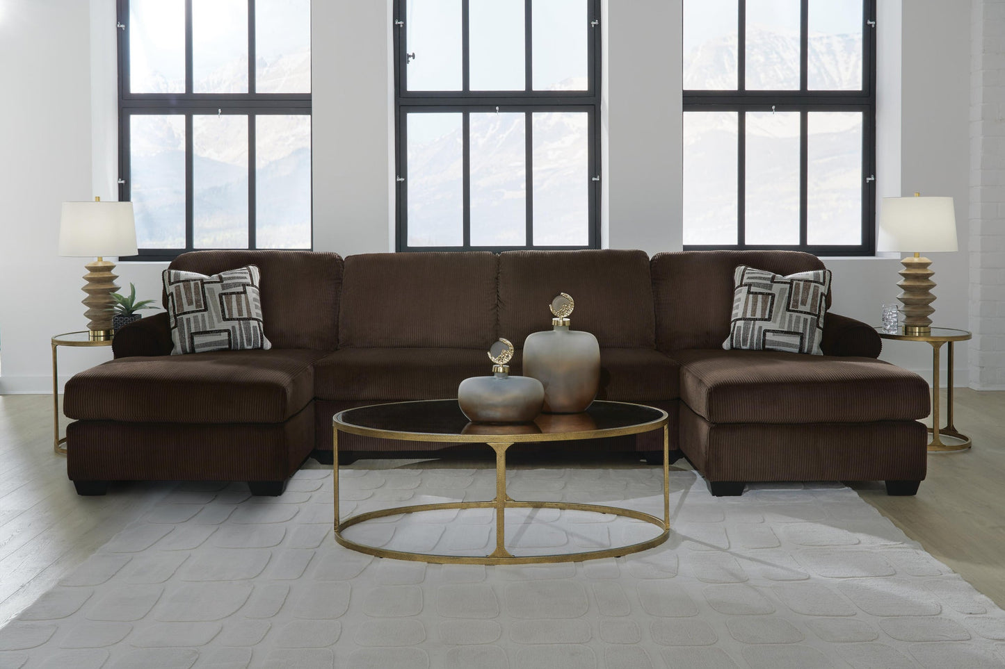 Seccional Kimlee de 3 piezas con chaise longue doble