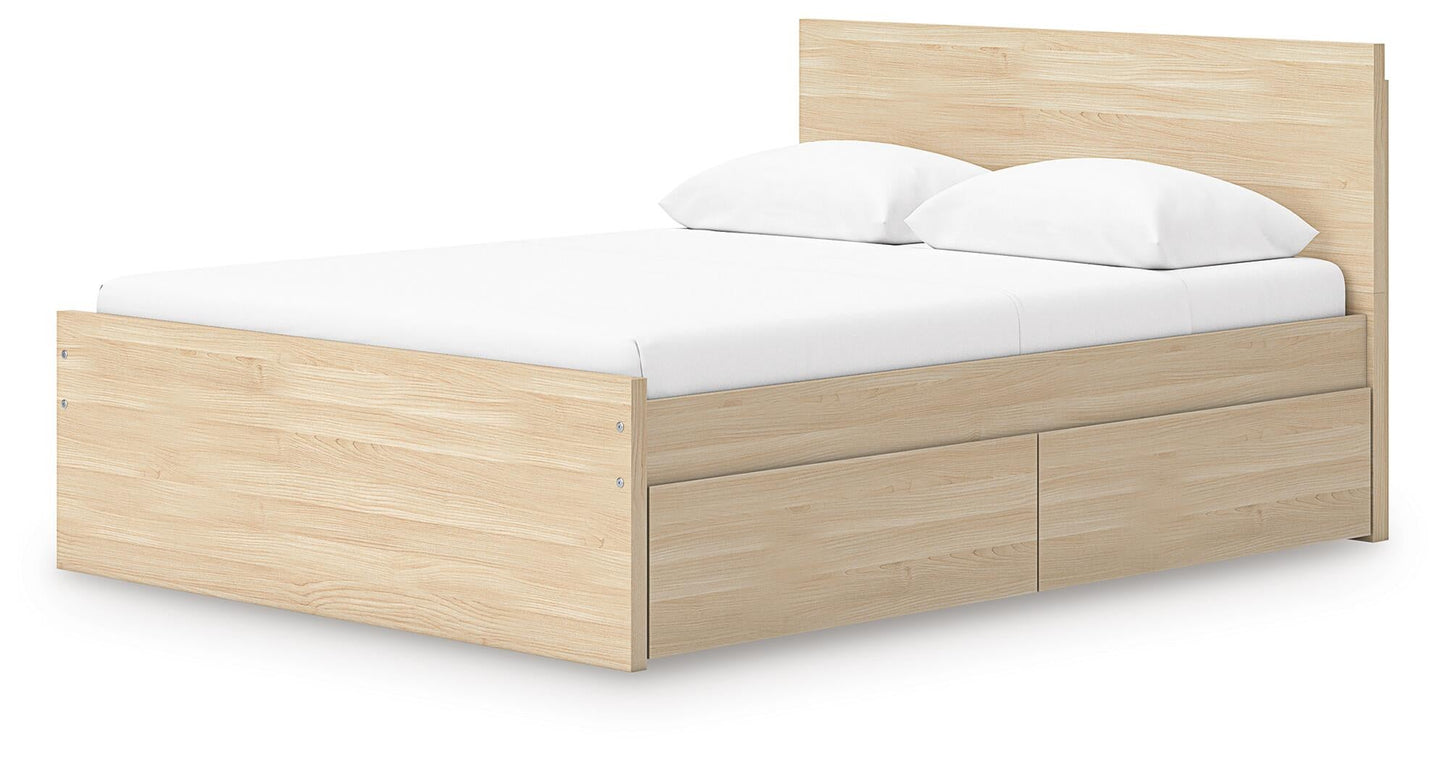 Cama de plataforma Onita de panel completo con 2 compartimentos laterales