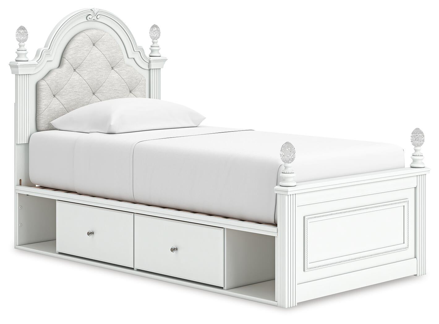 Cama doble tapizada con almacenamiento Kozlani