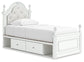 Cama doble tapizada con almacenamiento Kozlani