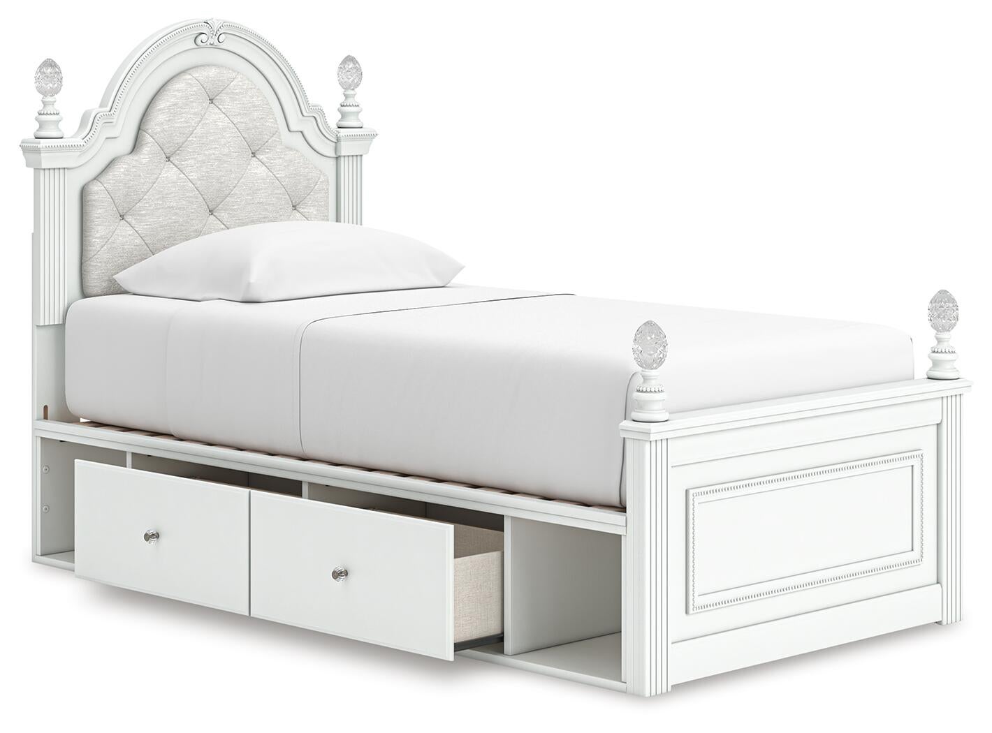 Cama doble tapizada con almacenamiento Kozlani