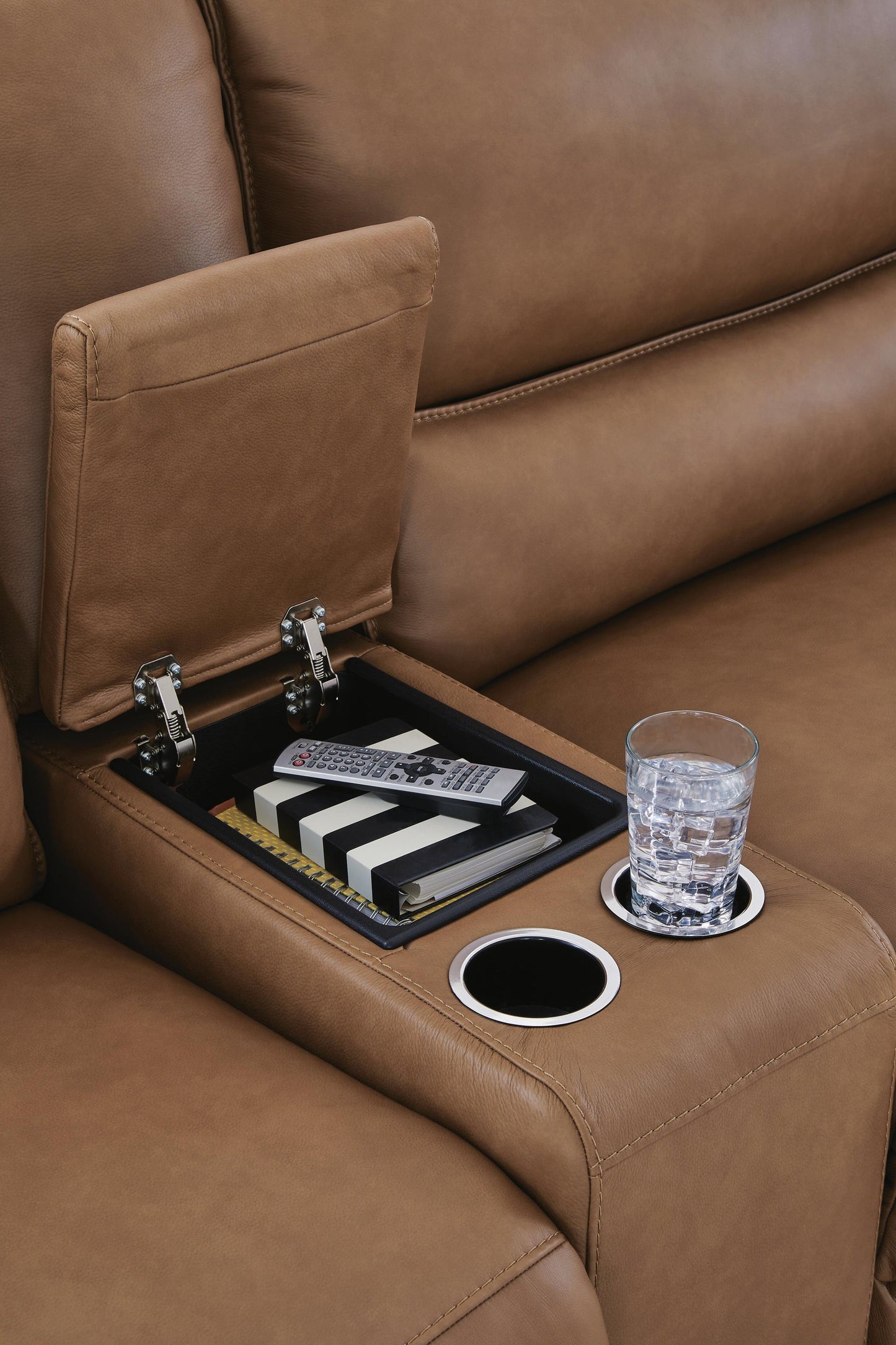 Sofá seccional reclinable de 6 piezas DeepWakes con consola de almacenamiento