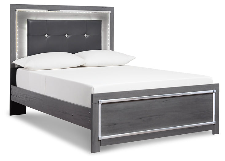 Lodanna King Panel Bed with Mirrored Dresser, Chest and Nightstand