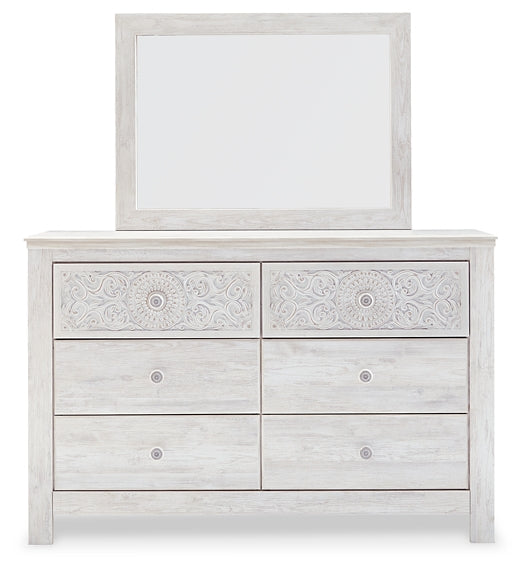 Paxberry Queen Panel Bed with Mirrored Dresser and 2 Nightstands
