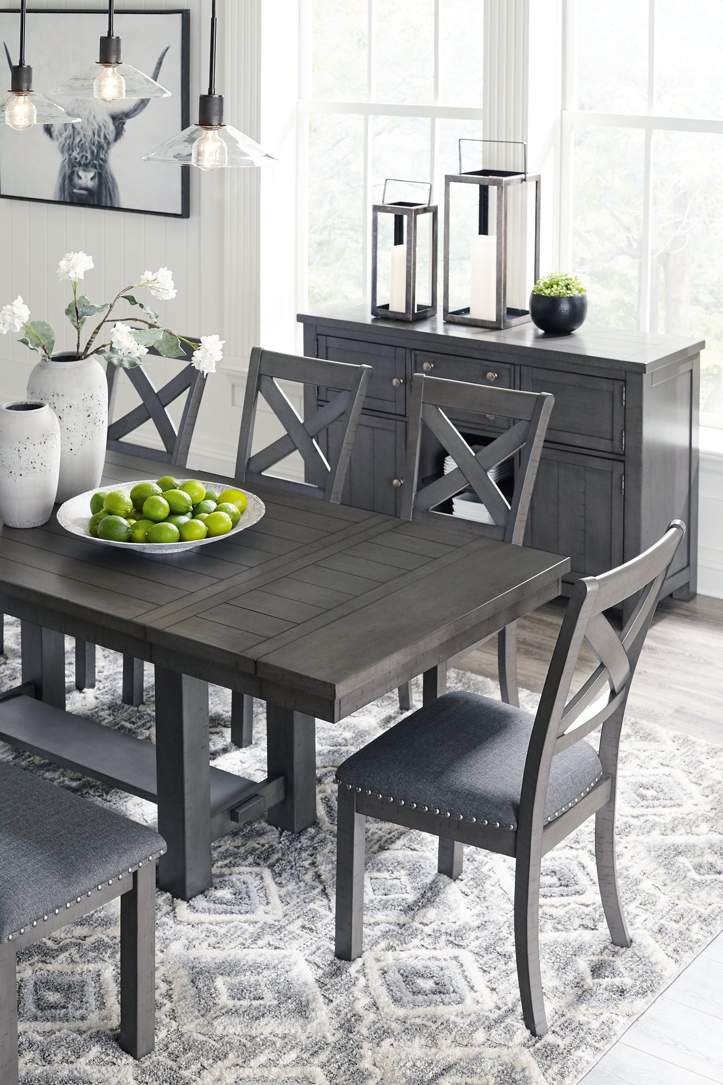 Myshanna Dining Table and 8 Chairs with Storage