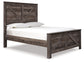 Wynnlow Queen Crossbuck Panel Bed with Mirrored Dresser, Chest and 2 Nightstands