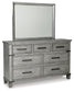 Russelyn Queen Storage Bed with Mirrored Dresser