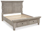 Harrastone Queen Panel Bed with Mirrored Dresser and 2 Nightstands
